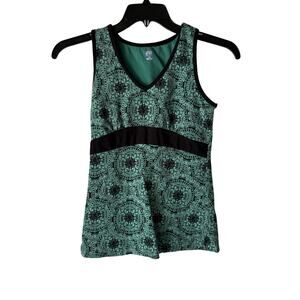 SB Active S Built-In‎ Bra Tank Top Green Mandala Print Sleeveless Yoga Gym